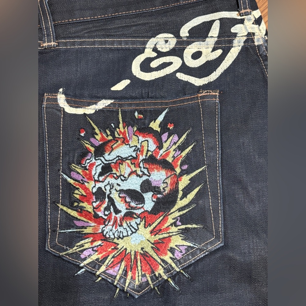 Ed Hardy Vintage 2007 Men's Blue Jeans 38x34 NWOT - Picture 2 of 9